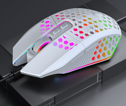 RGB Gaming Mouse – Lightweight Honeycomb Design with LED Backlight & Ergonomic Grip